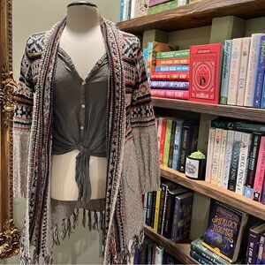 ADORA Gray and Multicolor Patterned Cardigan